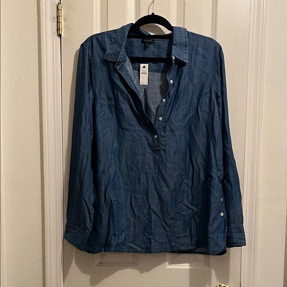 Talbots NWT Chambray Tunic with side button detail